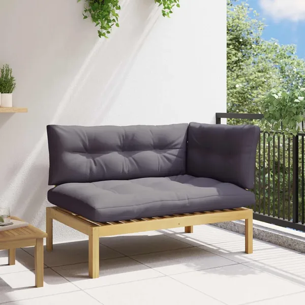 Unité de canapé d'angle Acacia Clair et Gris Foncé