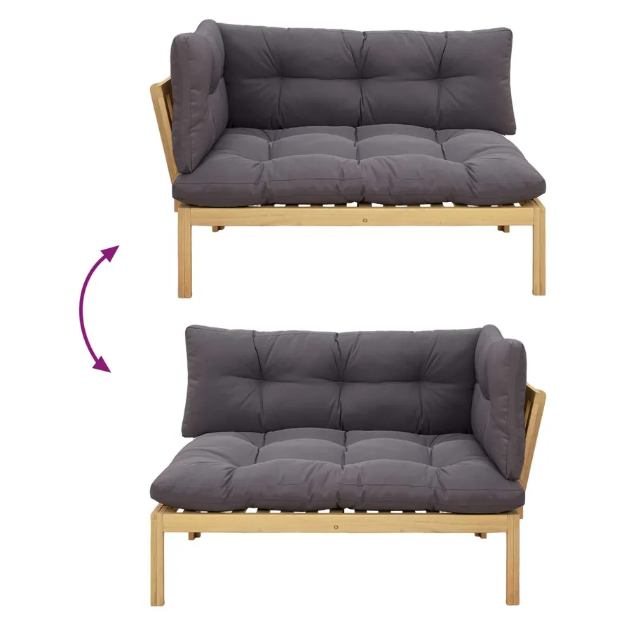 Unité de canapé d'angle Acacia Clair et Gris Foncé - 9