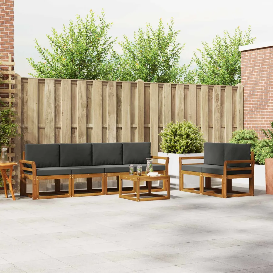 Ensemble de canapés d'extérieur 7 pcs Naturel et Anthracite
