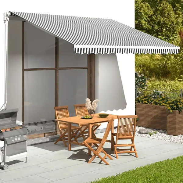 Tissu de remplacement pour auvent anthracite et blanc 4x3 m polyester