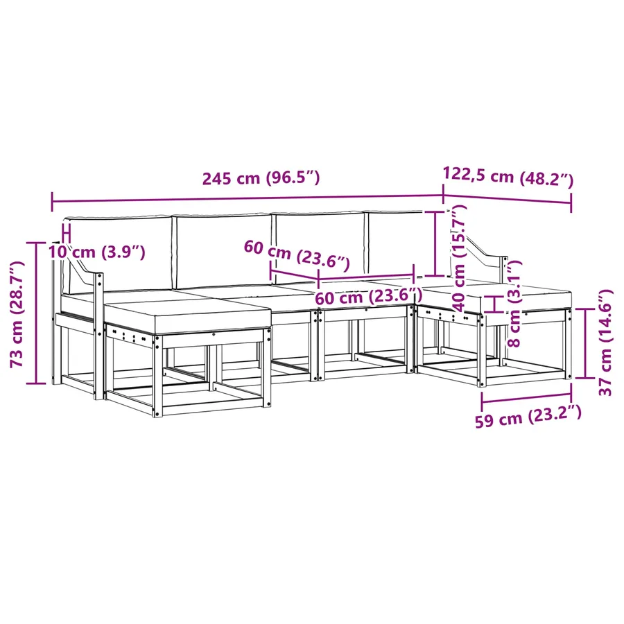 Ensemble de canapés d'extérieur 6 pcs Naturel et Anthracite - 8
