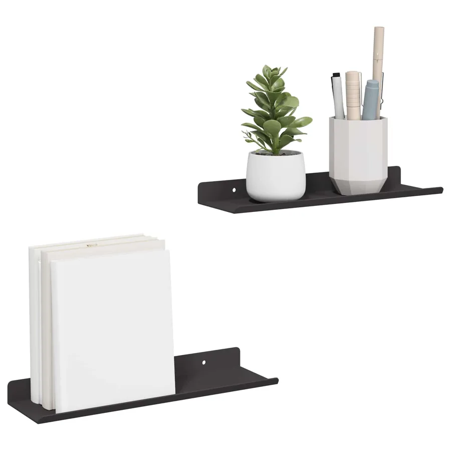 Étagère flottante 2 pcs Noir 30 x 9 x 2,5 cm Acier - 3
