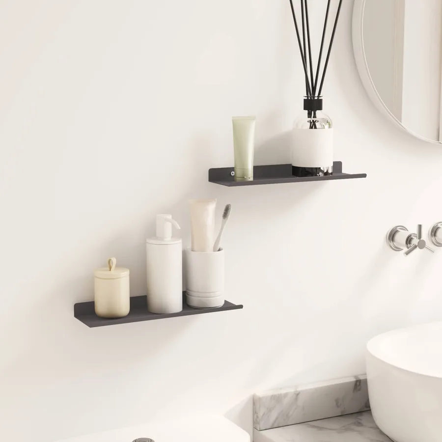 Étagère flottante 2 pcs Noir 30 x 9 x 2,5 cm Acier - 4