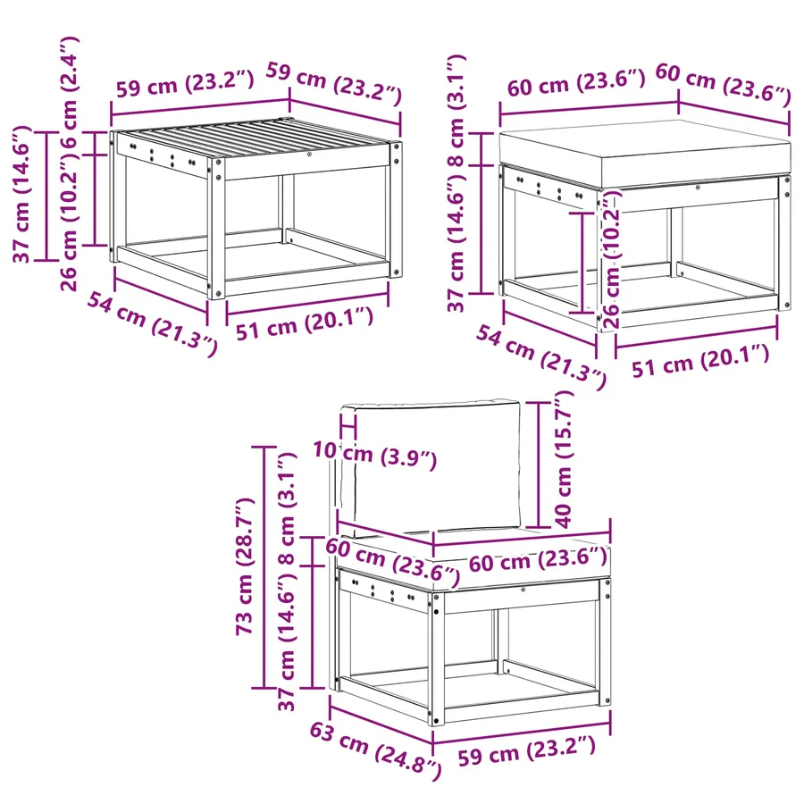Ensemble de canapés d'extérieur 6 pcs Naturel et Crème - 10