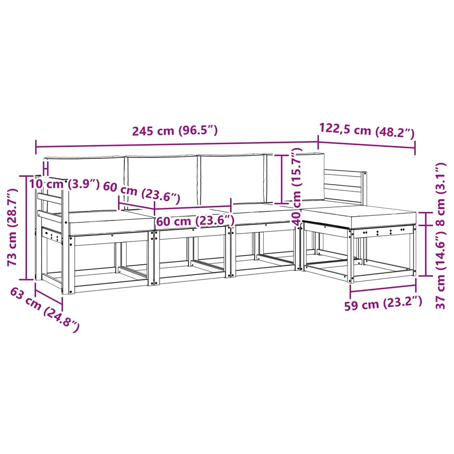 Ensemble de canapés d'extérieur 5 pcs Naturel et Crème - 8