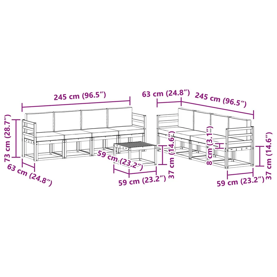 Ensemble de canapés d'extérieur 9 pcs Naturel et Crème - 10