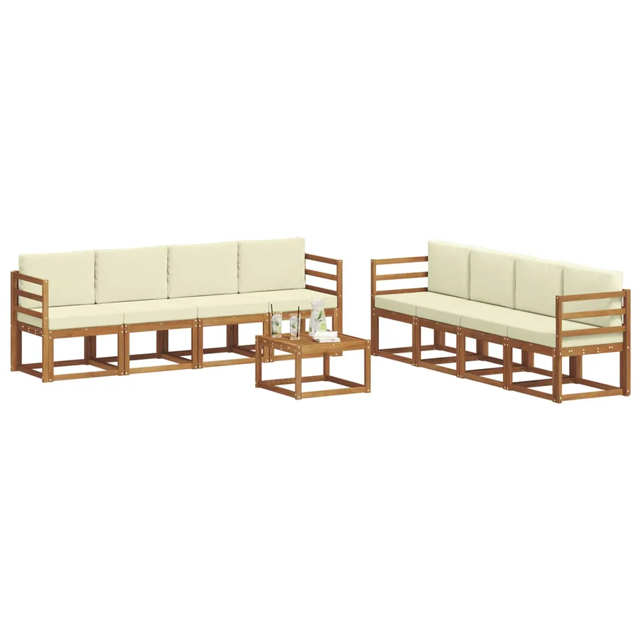 Ensemble de canapés d'extérieur 9 pcs Naturel et Crème - 3