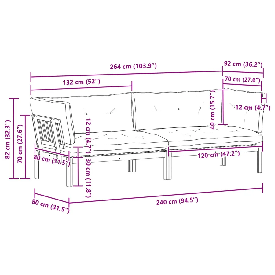 Unité du canapé en palette de jardin 2 Pièce - 9