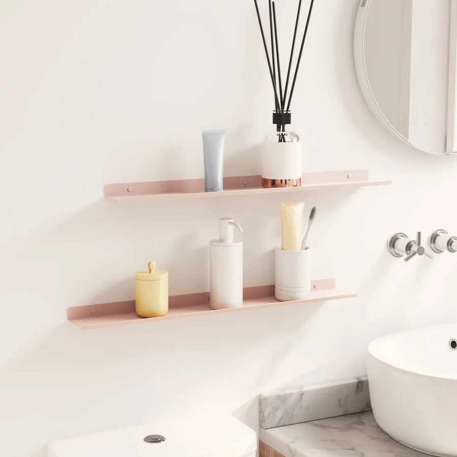 Étagère flottante 2 pcs Rose 60 x 8,5 x 2,5 cm Acier - 4