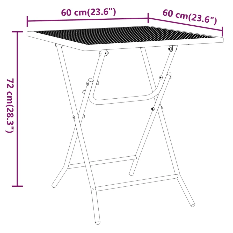 Table de jardin 60x60x72 cm Maille métallique Anthracite - 8