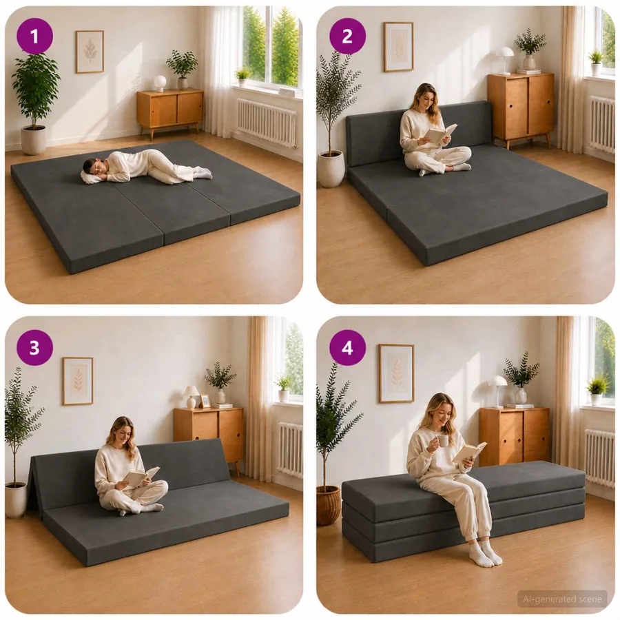 Canapé-lit pliable 180 x 67 x 45 cm Gris foncé - 9