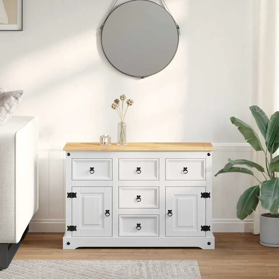 Coffres de rangement Corona Blanc 112 x 40 x 75 cm Pin massif