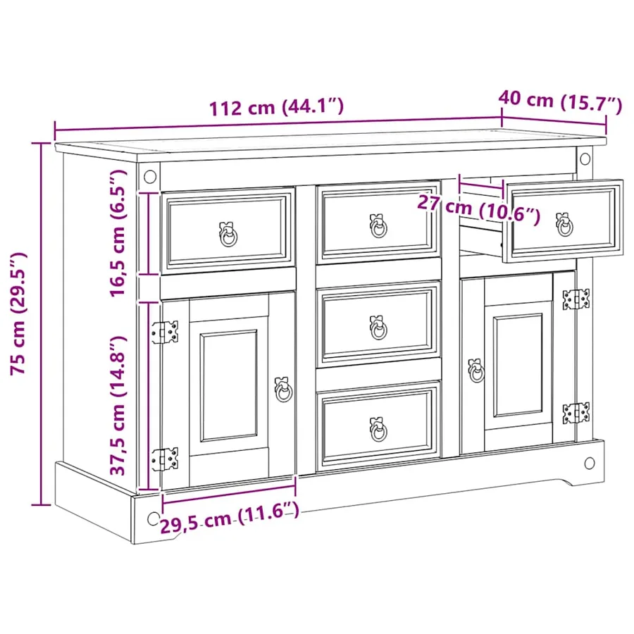 Coffres de rangement Corona Blanc 112 x 40 x 75 cm Pin massif - 9