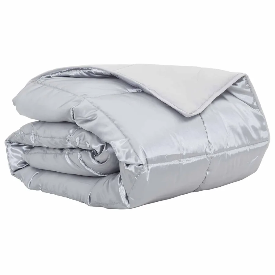 Duvet d'été simple Argenté 135 x 200 cm Satin et Microfibre - 2