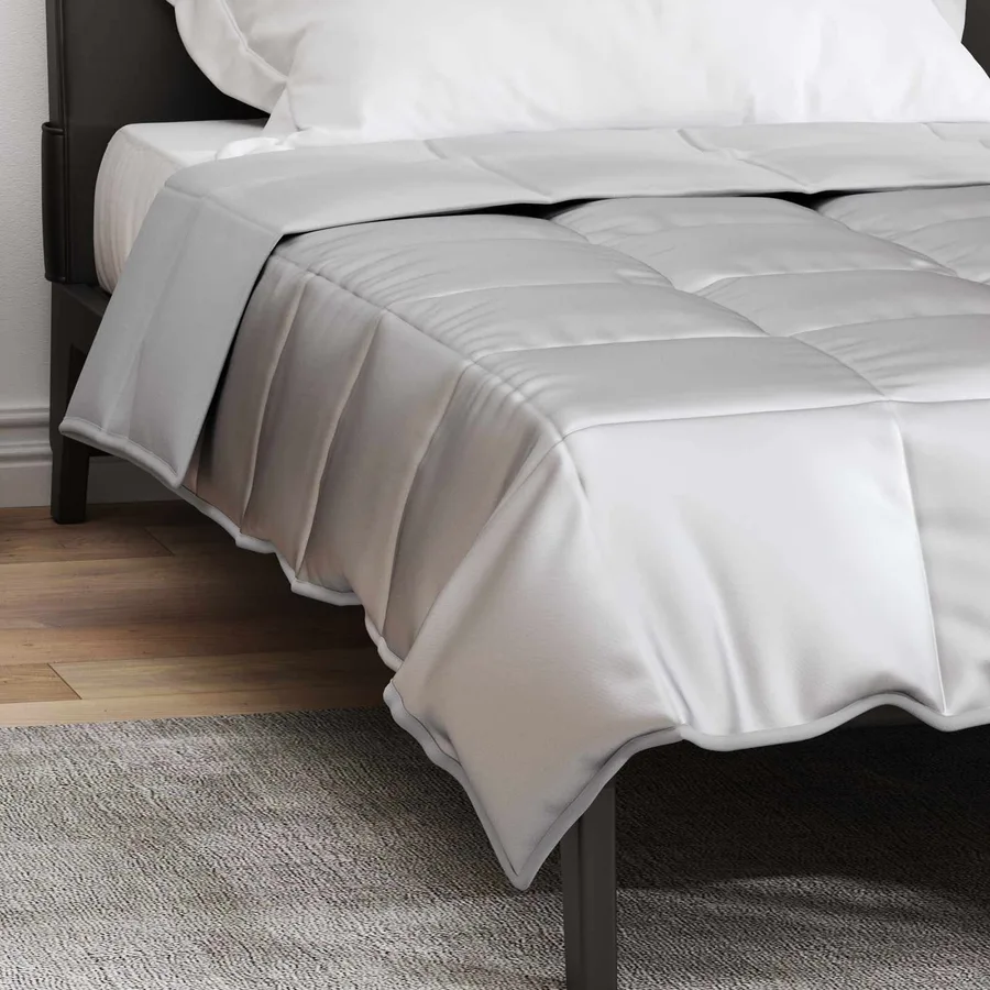 Duvet d'été simple Argenté 155 x 220 cm Satin et Microfibre - 4