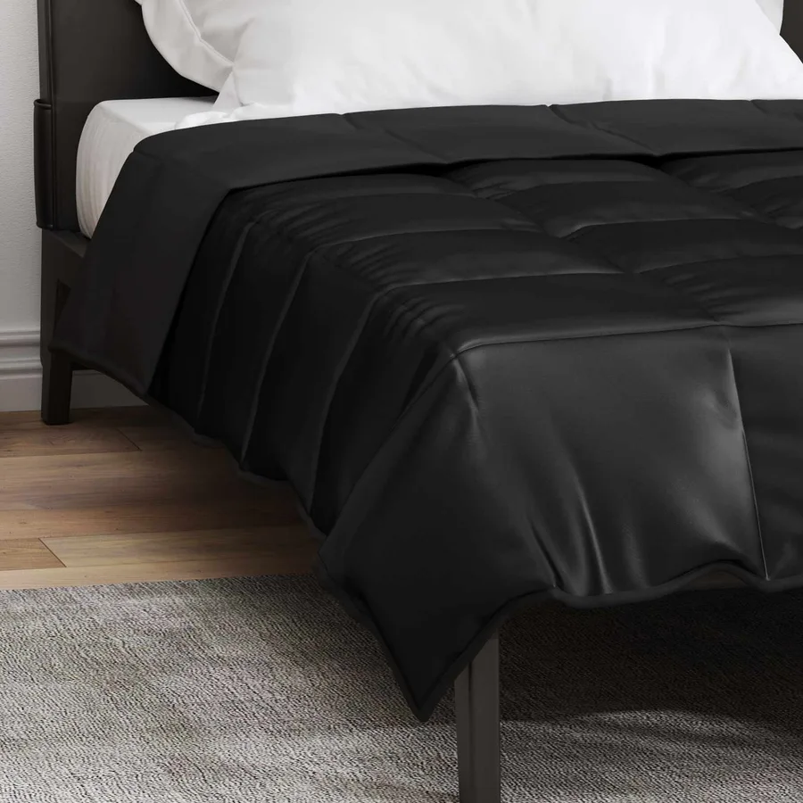 Duvet d'été simple Noir 155 x 220 cm Satin et Microfibre - 4