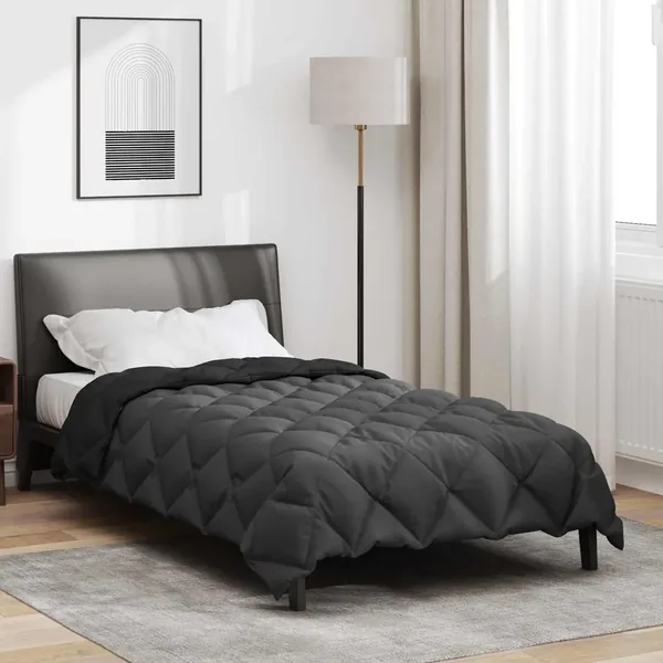 Duvet d'hiver Noir et anthracite 140 x 220 cm Microfibre