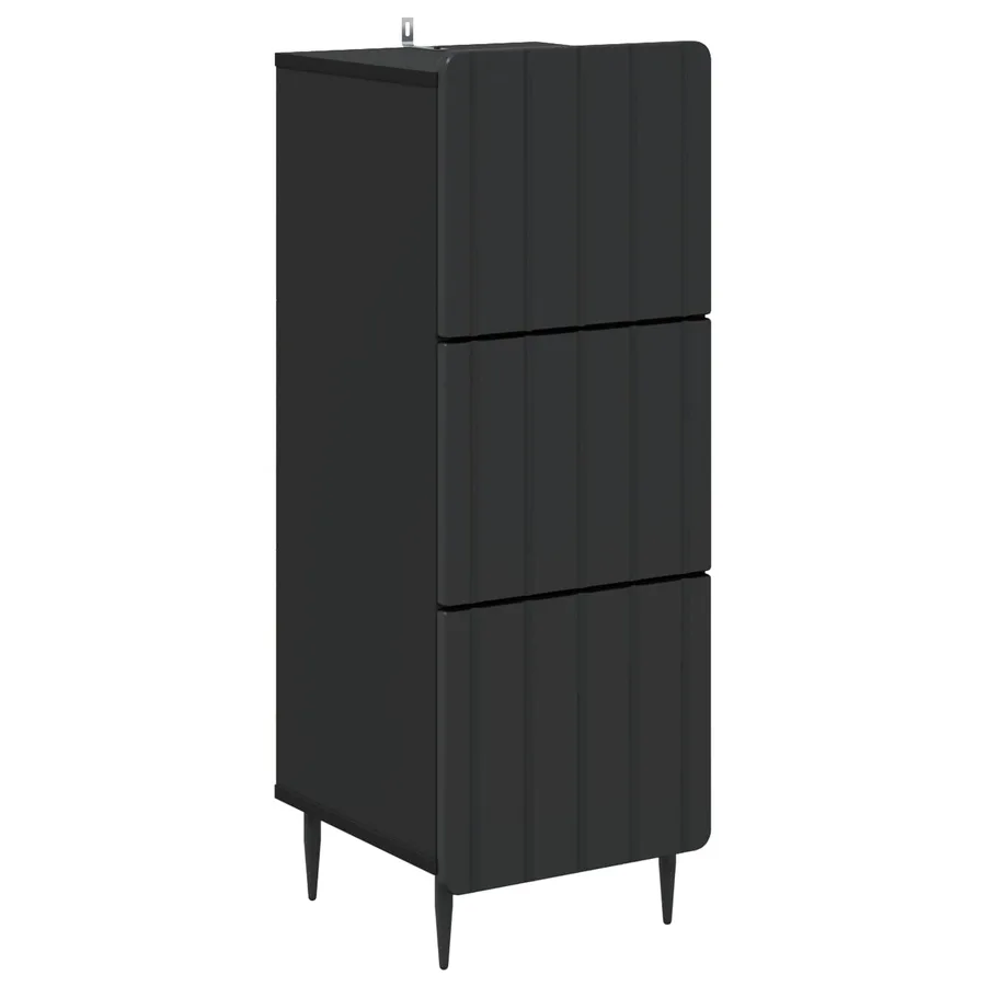 Armoire à tiroirs Noir 33 x 34,5 x 92 cm Bois d'ingénierie - 2