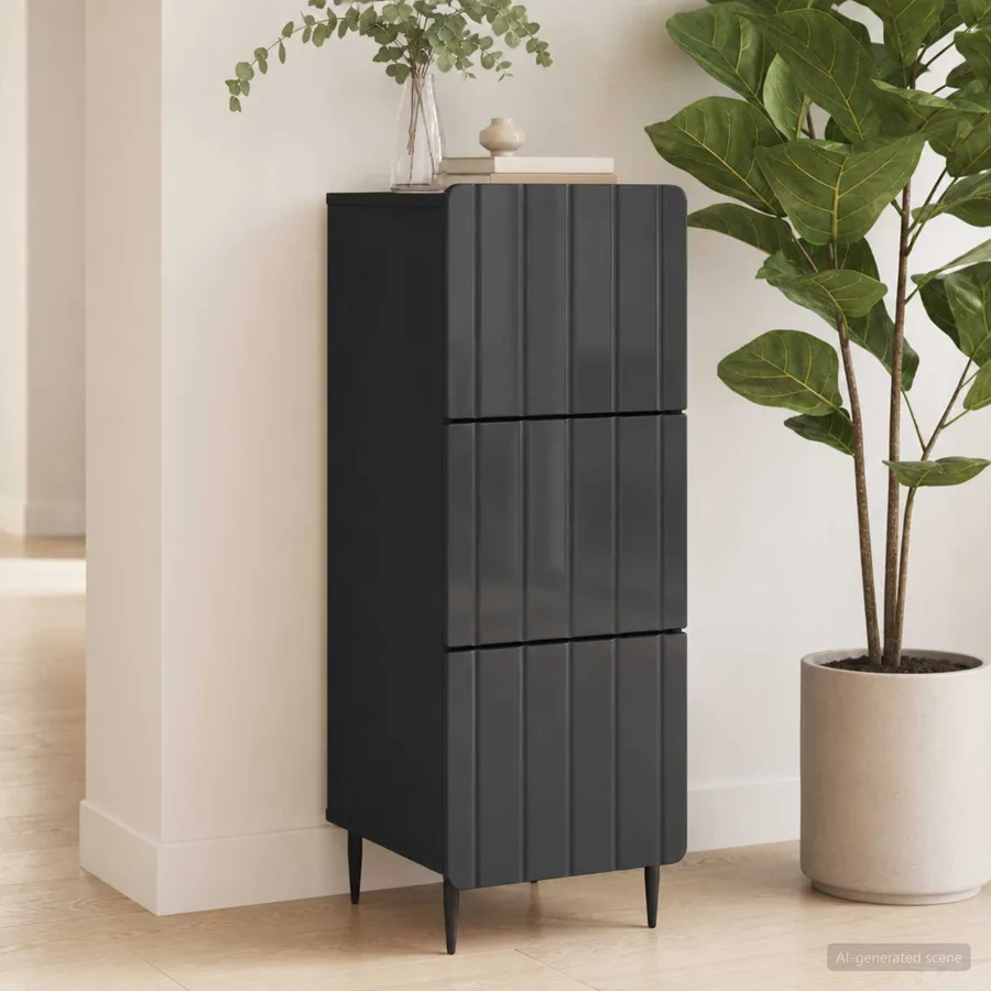 Armoire à tiroirs Noir 33 x 34,5 x 92 cm Bois d'ingénierie - 4