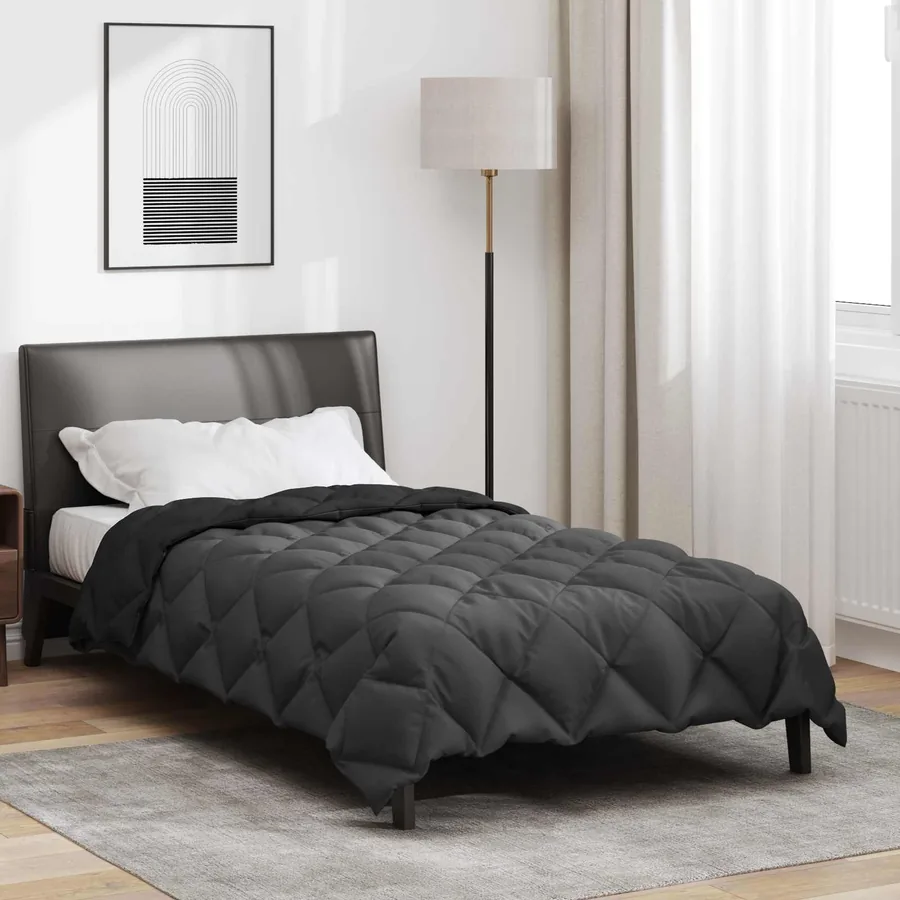 Duvet d'hiver Noir et anthracite 140 x 200 cm Microfibre