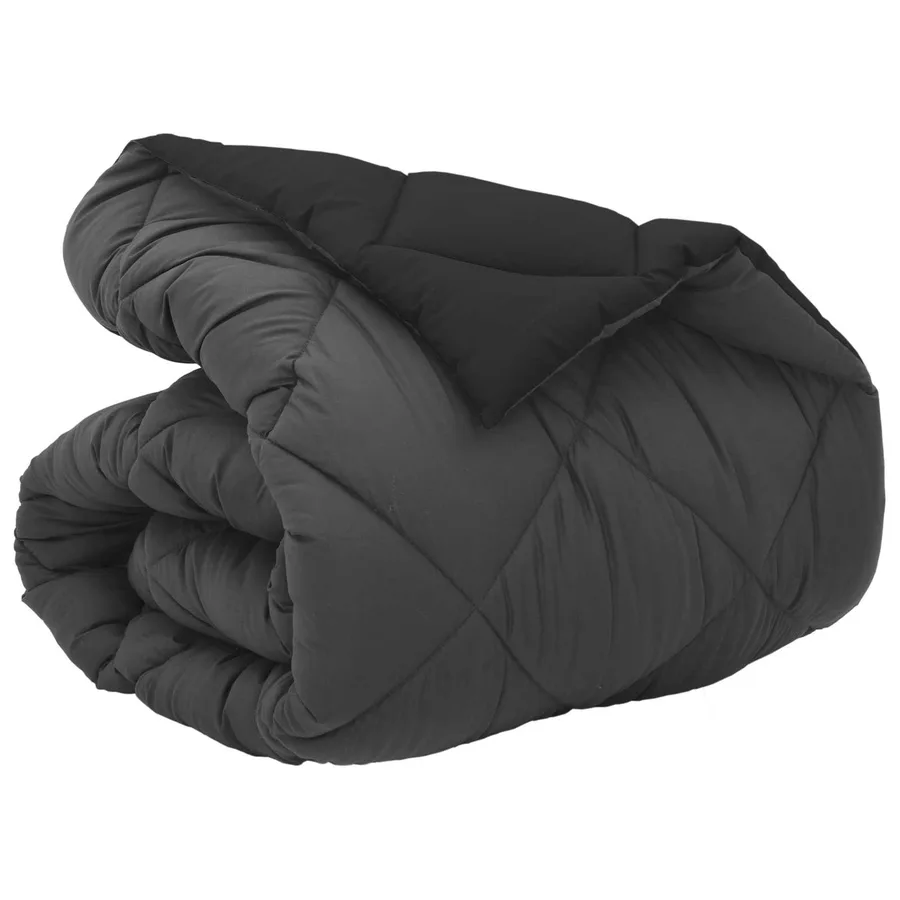 Duvet d'hiver Noir et anthracite 140 x 200 cm Microfibre - 2