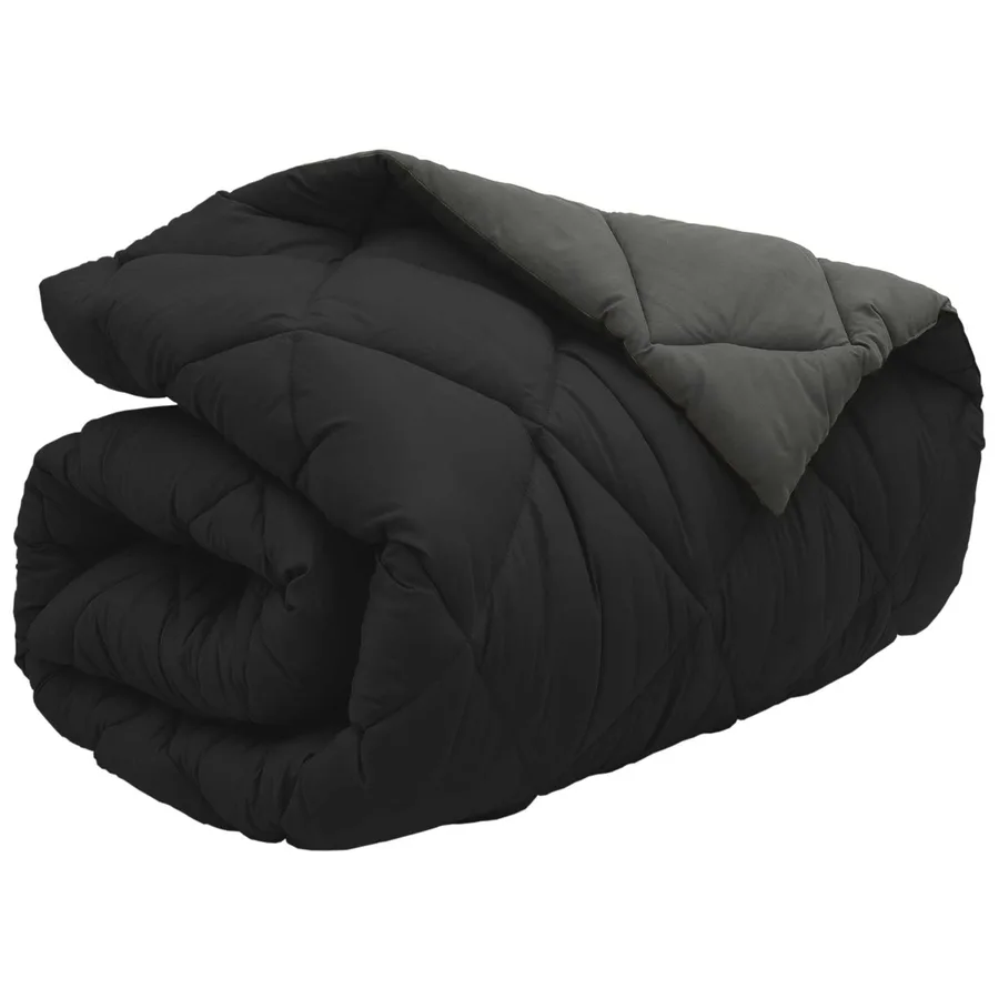 Duvet d'hiver Noir et anthracite 140 x 200 cm Microfibre - 5