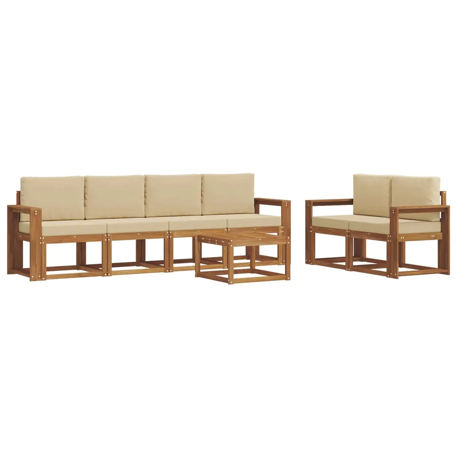 Ensemble de canapés d'extérieur 7 pcs Naturel et Beige - 2