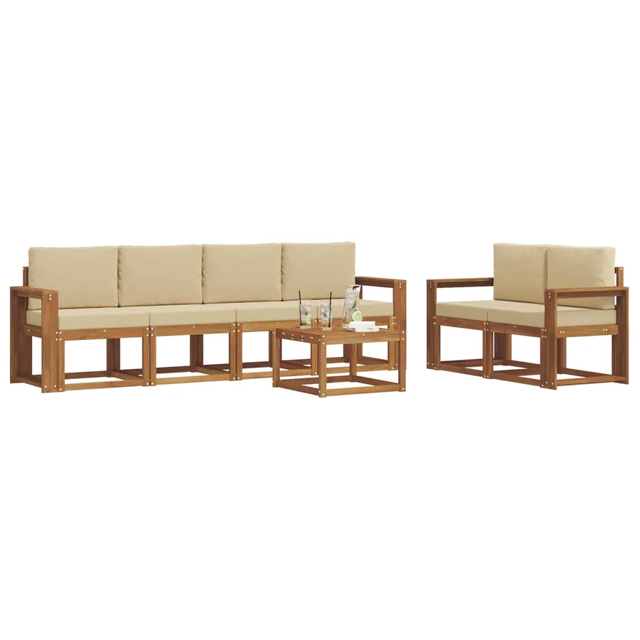Ensemble de canapés d'extérieur 7 pcs Naturel et Beige - 3