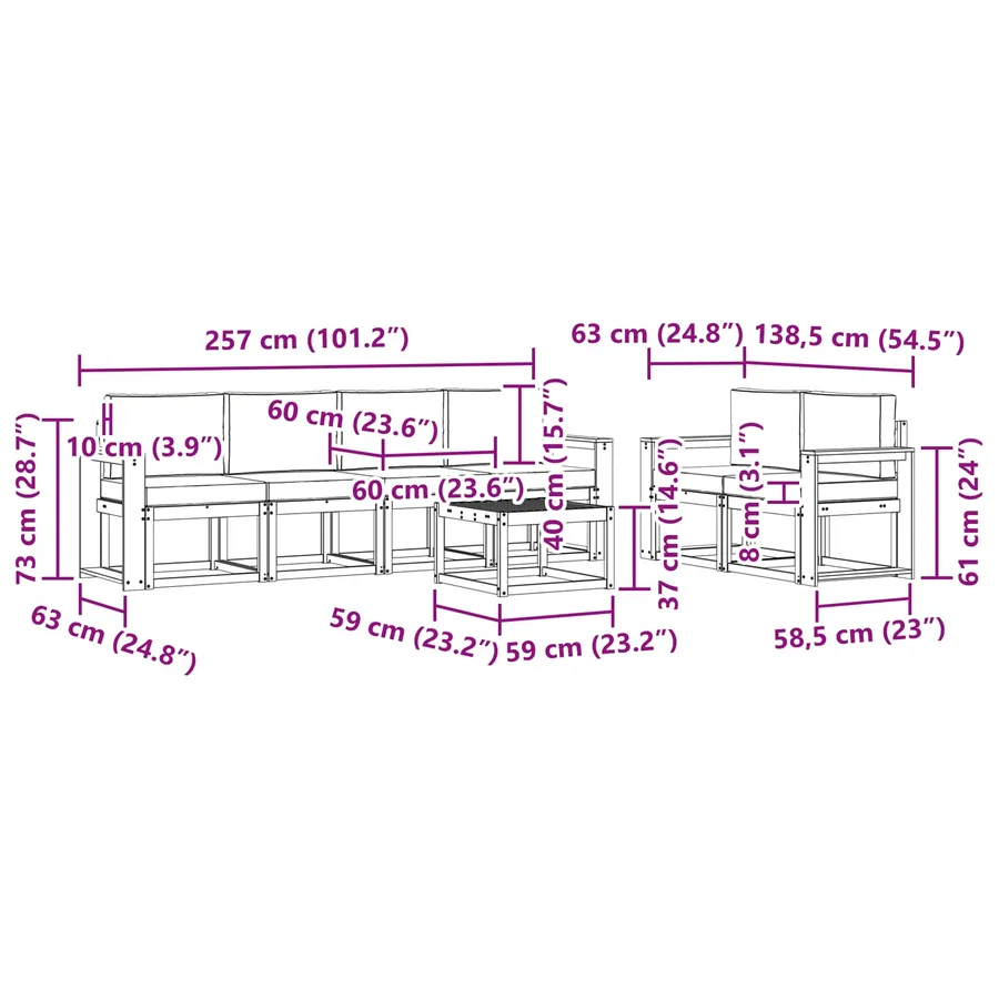 Ensemble de canapés d'extérieur 7 pcs Naturel et Beige - 8