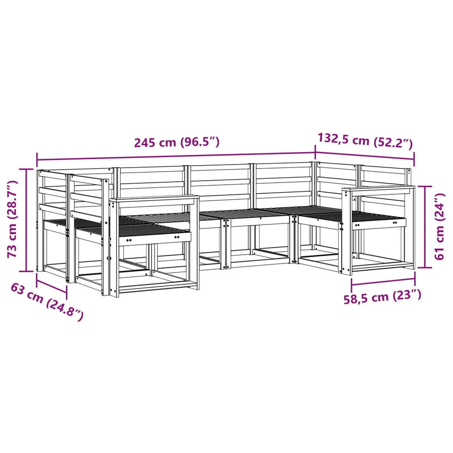 Ensemble de canapés d'extérieur 6 pcs Naturel - 7