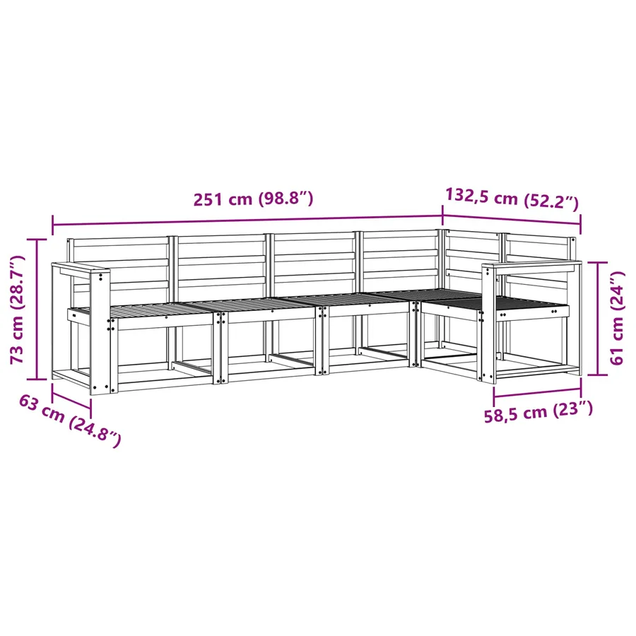 Ensemble de canapés d'extérieur 5 pcs Naturel - 7