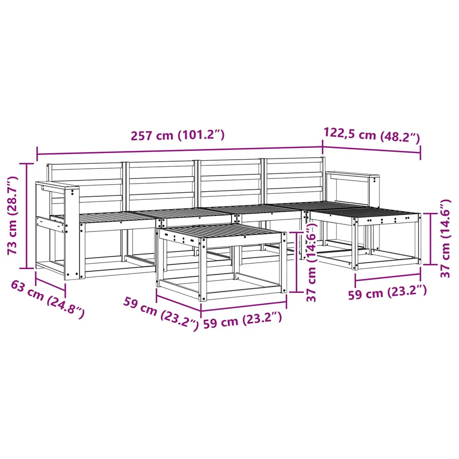 Ensemble de canapés d'extérieur 6 pcs Naturel - 9