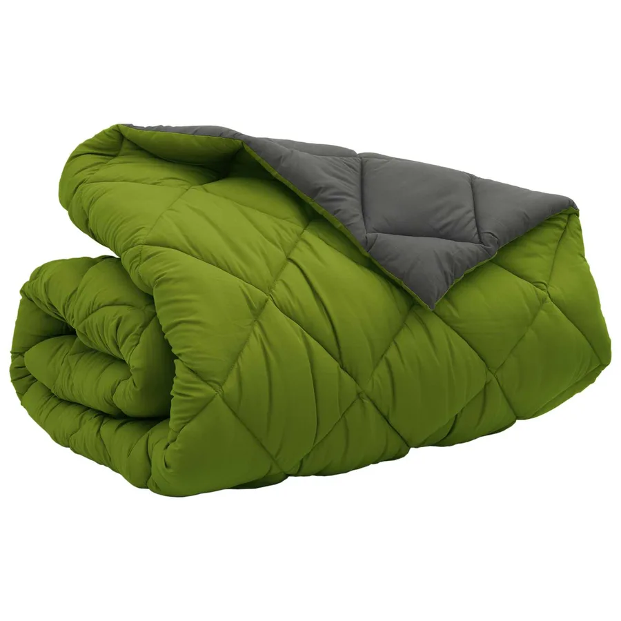 Duvet d'hiver Vert et Anthracite 220 x 260 cm Microfibre - 5