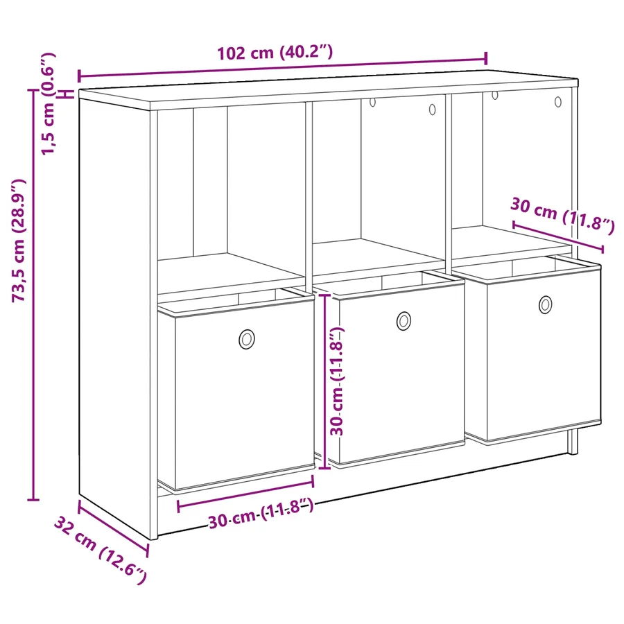 Buffet avec tiroir Gris Sonoma 102 x 32 x 73,5 cm - 12