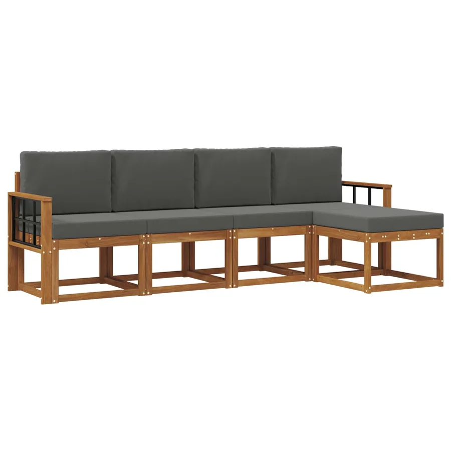 Ensemble de canapés d'extérieur 5 pcs Naturel et Anthracite - 2