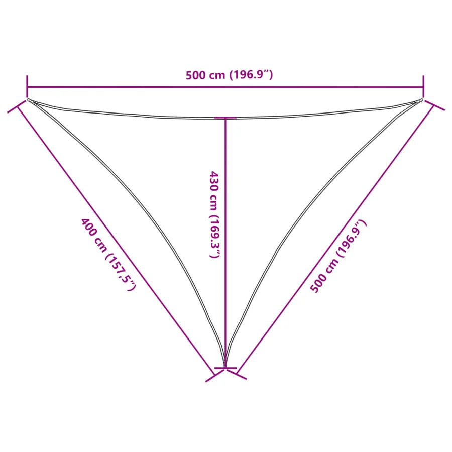 Voile de parasol tissu oxford triangulaire 4x5x5 m crème - 10