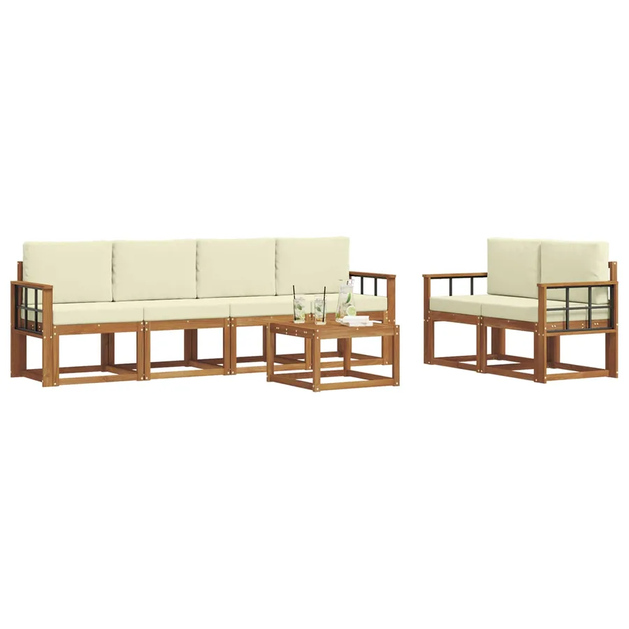 Ensemble de canapés d'extérieur 7 pcs Naturel et Crème - 3
