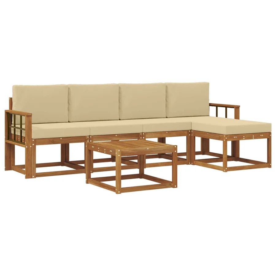 Ensemble de canapés d'extérieur 6 pcs Naturel et Beige - 2