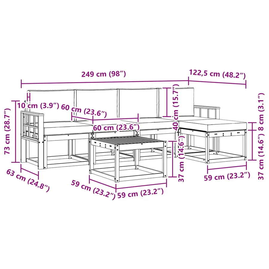 Ensemble de canapés d'extérieur 6 pcs Naturel et Beige - 9