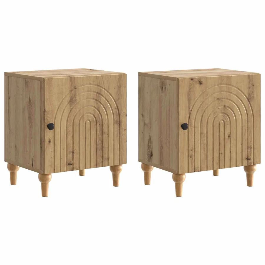 Cabinet de chevet 2 pc Chêne artisanal 43 x 34,5 x 50 cm - 2