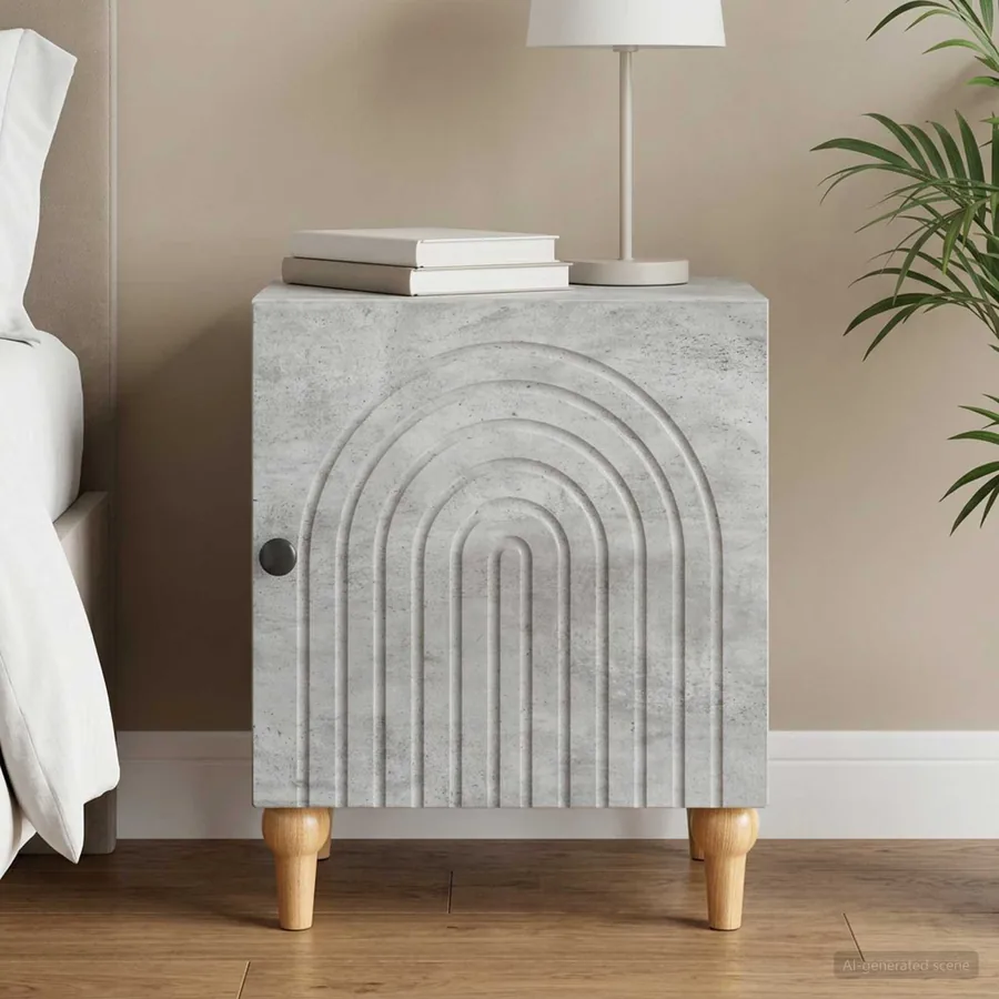 Cabinet de chevet Gris béton 43 x 34,5 x 50 cm