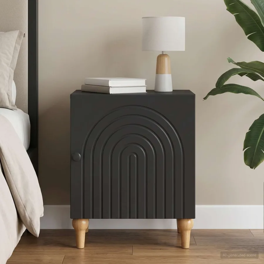 Cabinet de chevet Noir 43 x 34,5 x 50 cm Bois d'ingénierie