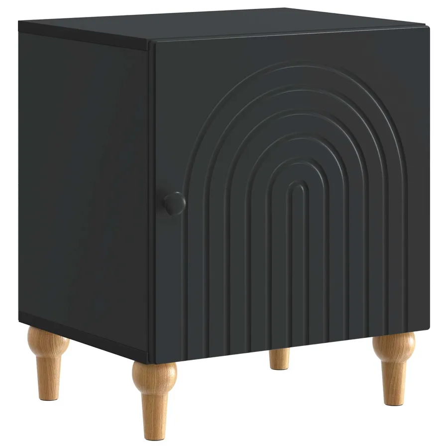 Cabinet de chevet Noir 43 x 34,5 x 50 cm Bois d'ingénierie - 2