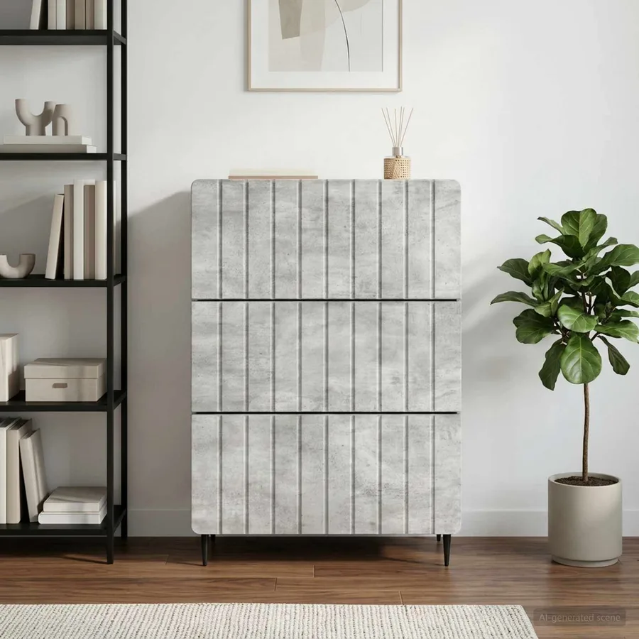 Armoire à tiroirs Gris béton 66 x 34,5 x 92 cm - 4
