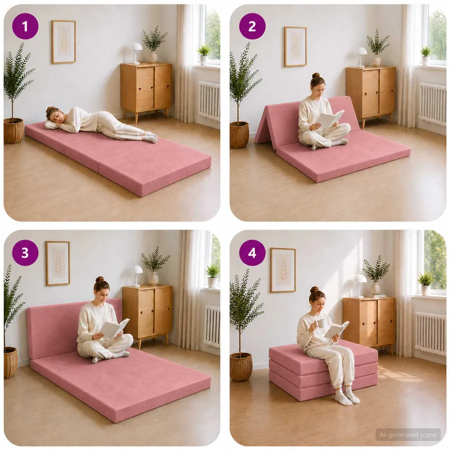 Canapé-lit pliable 90 x 67 x 45 cm Rose - 9