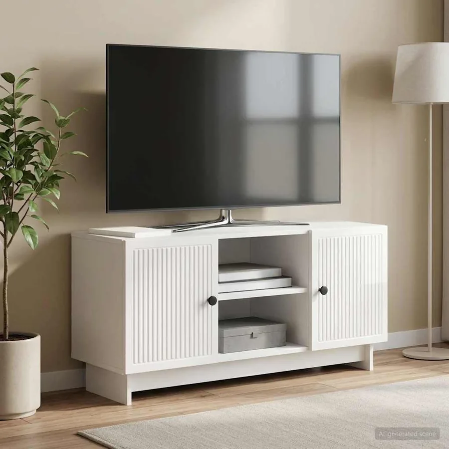 Meuble TV 102 x 34,5 x 50 cm Blanc brillant Bois d'ingénierie