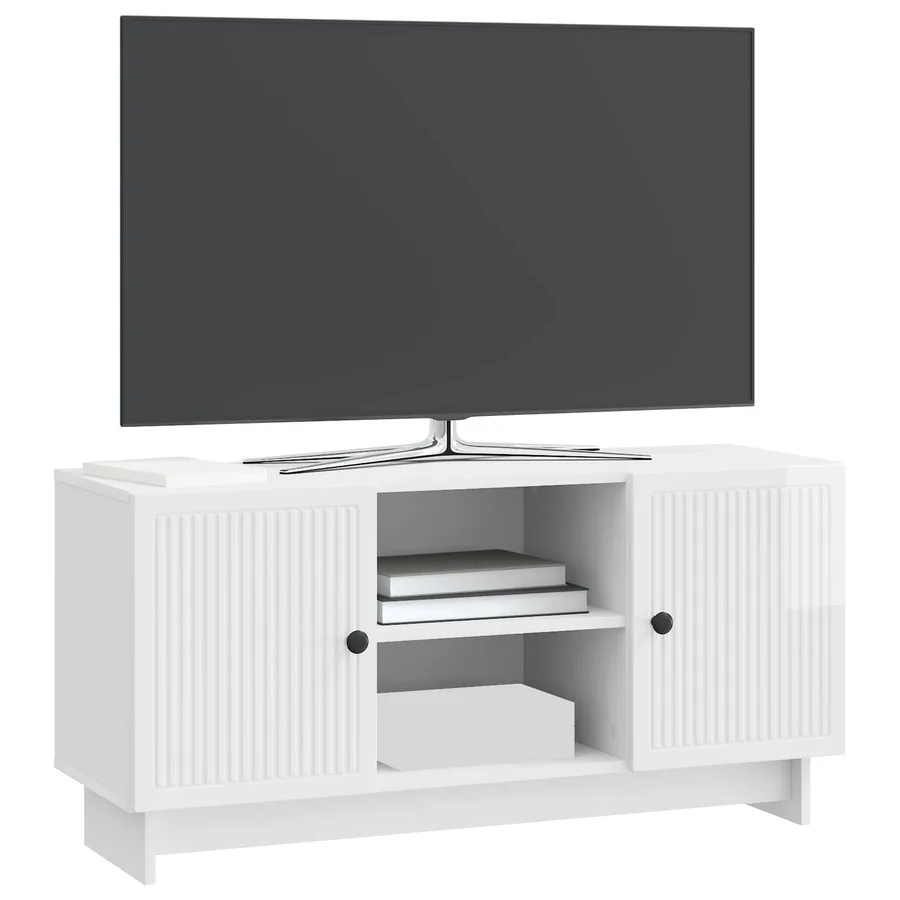 Meuble TV 102 x 34,5 x 50 cm Blanc brillant Bois d'ingénierie - 3