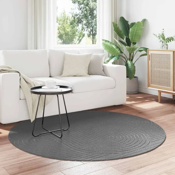 Tapis de surface Rond PALMERAS Anthracite Ø 200 CM Polyester
