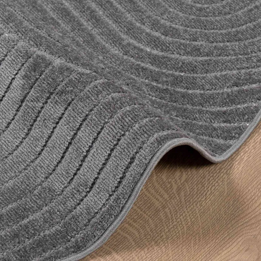 Tapis de surface Rond PALMERAS Anthracite Ø 200 CM Polyester - 6