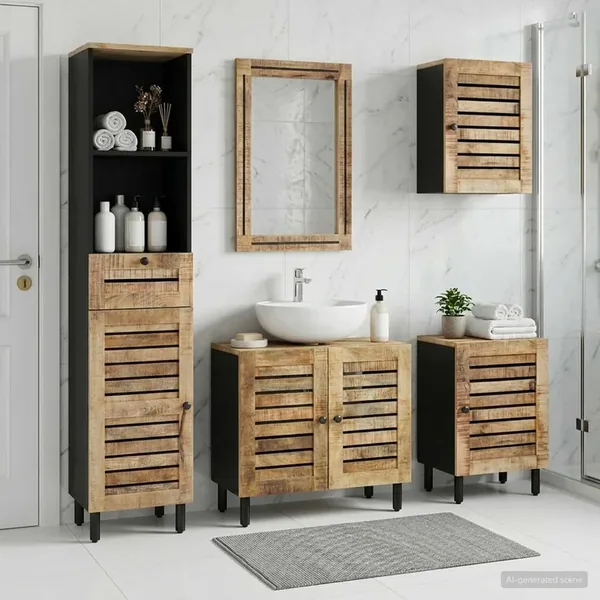 Ensemble de Meubles de Salle de Bain 5 pc Naturel